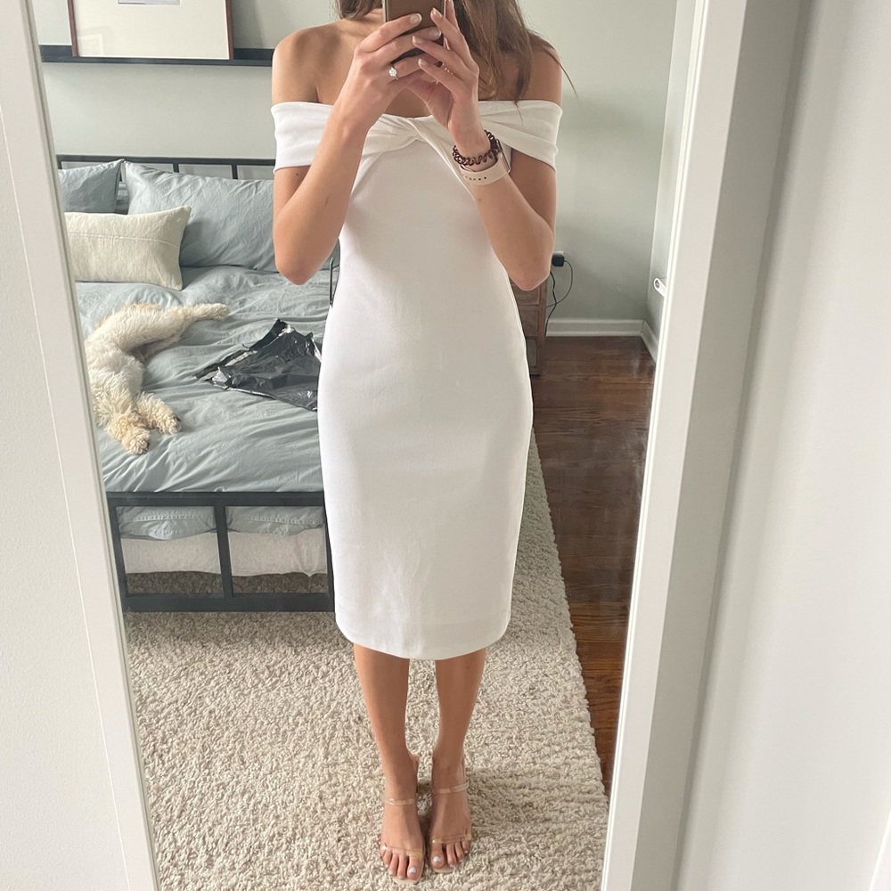 Twist Front Off The Shoulder Sheath Dress